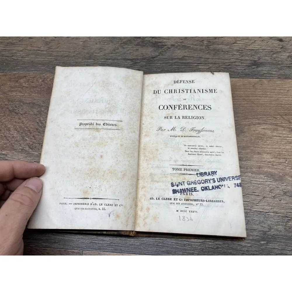Defense du Christianisme, Frayssinous, 3 Volume Set Hardcover, 1836‎